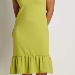 Lime Green Sleeveless Ruffle Hem Dress XL